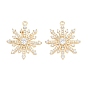 Christmas Brass Micro Pave Clear Cubic Zirconia Pendants, Snowflake Charms