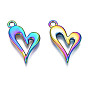 Rainbow Color Alloy Pendants, Cadmium Free & Nickel Free & Lead Free, Heart