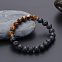 Tiger Eye and Lava Stone Handmade Bracelet with Natural Cut Surface