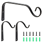  Iron Wall Hanging Bracket Plant Hooks, with Iron Screws & Plastic Anchor Screws, for Garden, Bird Feeders, Planters, Lanterns, Wind Chimes