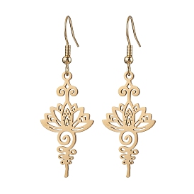 Boucles d'oreilles pendantes en acier inoxydable, avec 304 boucle d'oreille crochets en acier inoxydable, charmes de lotus