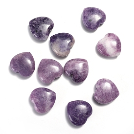Natural Lepidolite Love Heart Stone, Pocket Palm Stone for Reiki Balancing, Home Display Decorations
