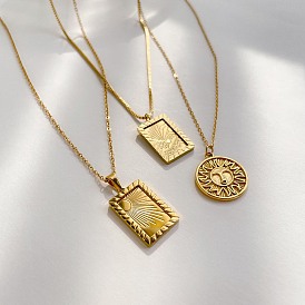 304 Stainless Steel Pendant Necklaces for Women, Golden