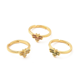 Регулируемое кольцо с медоносной пчелой из кубического циркония, настоящие позолоченные украшения из латуни для женщин, без кадмия и без свинца