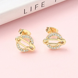 Серьги-гвоздики из латунной микропаве с прозрачными кубическими цирконами, стойки покрытие, без кадмия и без свинца