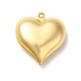Rack Plating Brass Pendants, Long-Lasting Plated, Cadmium Free & Lead Free, Heart Charms
