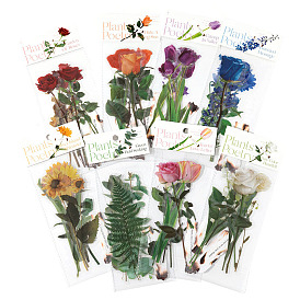 12шт 12 стили цветочные бумажные самоклеящиеся декоративные наклейки, для изготовления карт, скрапбукинга, дневник, планировщик, конверт и блокноты