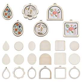 12 bolsos 6 estilos mini aros de bordado de madera