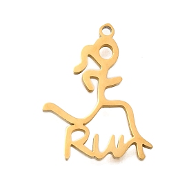 304 Stainless Steel Pendants, Laser Cut, Sports Athletes with Word Run Charm