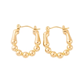 Ion Plating(IP) 304 Stainless Steel Oval Hoop Earrings for Women, Round Ball