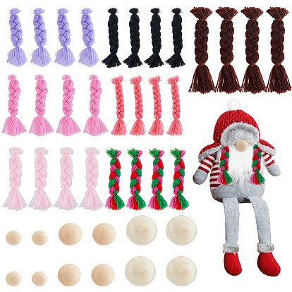 28шт. 7 цвета полиэстер волосы для куклы, с 12шт. натуральных круглых деревянных шариков, для поделок куклы игрушки кукольные плюшевые животные изготовление