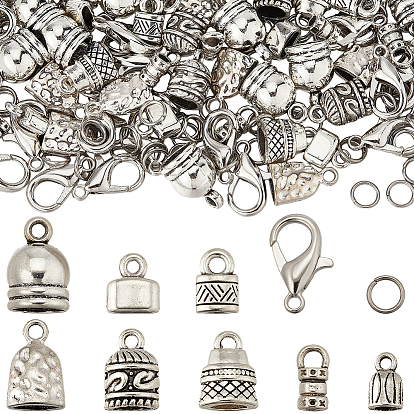 Набор для изготовления ювелирных изделий своими руками, включая концы шнура из сплава и застежки-лобстеры, латунные кольца прыжок открыт