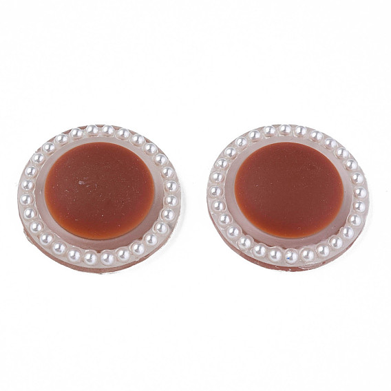 Acrylic Cabochons, with ABS Plastic Imitation Pearl Beads, Flat Round