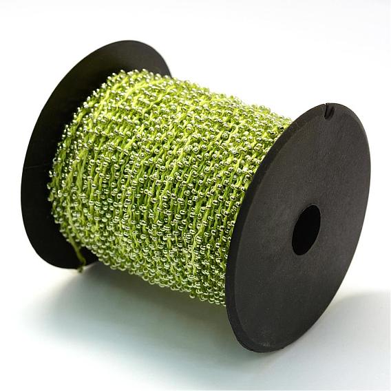 Plated Seed Beads Cords, with Polyester Cords, with Random Color Spools and Nylon Cords, 2mm, about 100yards/roll