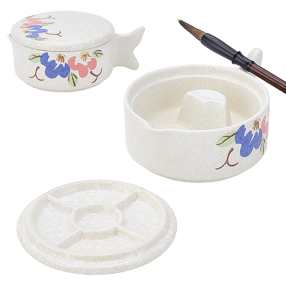 Керамическая чернильница в форме рыбы с ручкой, держатель кисточки из фарфора, для любителей каллиграфии