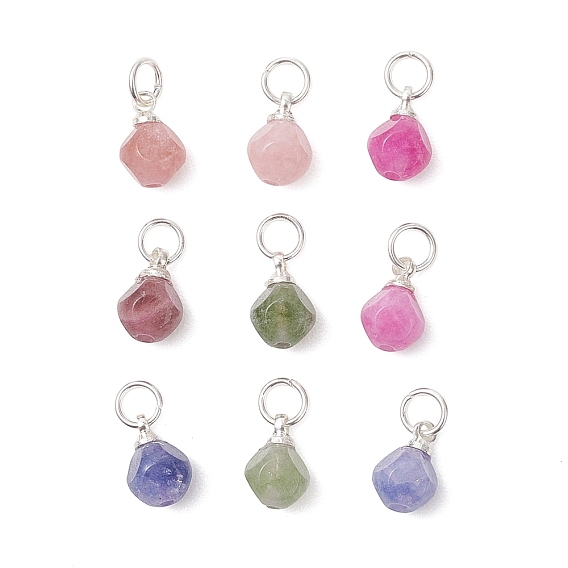 Подвески из натурального цветного турмалина, с 304 фурнитурой из нержавеющей стали, серебряный цвет гальваническим