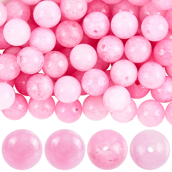 100 шт. бусин из натурального окрашенного белого нефрита, круглые