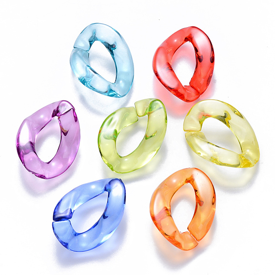 Transparent Acrylic Linking Rings, Quick Link Connectors, for Curb Chains Making, Twist