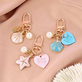 Décorations de pendentif en alliage d'émail sur le thème de l'océan, charmes de perles en plastique, pour porte-clés, sac à main, ornement de sac à dos