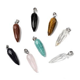 Подвески из натурального и синтетического смешанного камня, гранёные подвески в виде моркови, с металлическими защелками на дужках