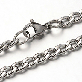 Collar de cadena acera 304 de acero inoxidable, con cierre de langosta, 21.6 pulgada (55 cm), 4 mm