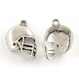 Сплавочные подвески тибетского стиля, спортивные амулеты, футбольный шлем подвески, без кадмия и без свинца, 21x14x5 мм, Отверстие : 2 мм , около 704 шт / 1000 г