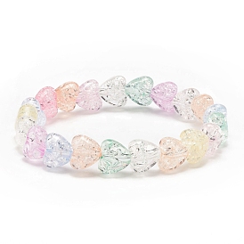 Candy Color Acrylic Heart Beaded Stretch Bracelet for Women