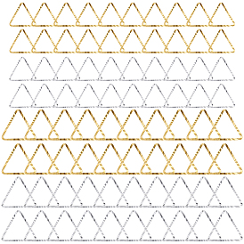 80шт. 4 стили латунные соединительные кольца, долговечный, без кадмия и без свинца, треугольные, настоящее 24k золото и 925 покрытие из стерлингового серебра