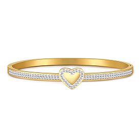 Fashion Love Diamond Inlaid Bracelet - Luxury Stainless Steel Bracelet, Heart-shaped Hand Chain, Simple Personality.