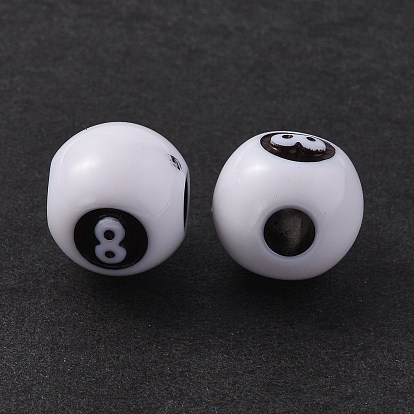 Opaque Acrylic Beads, Round with Number 8