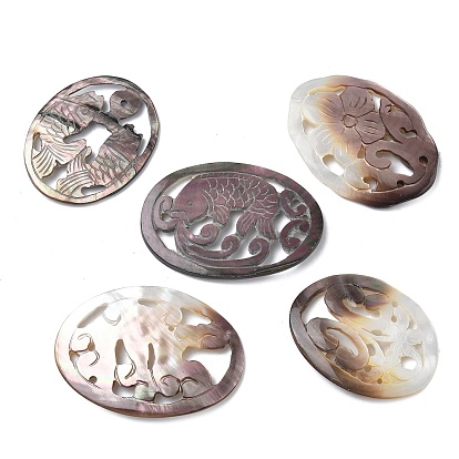 Резные кабошоны из натуральной ракушки, полый овал