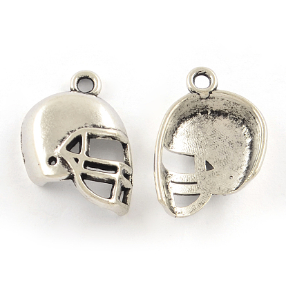 Сплавочные подвески тибетского стиля, спортивные амулеты, футбольный шлем подвески, без кадмия и без свинца, 21x14x5 мм, Отверстие : 2 мм , около 704 шт / 1000 г