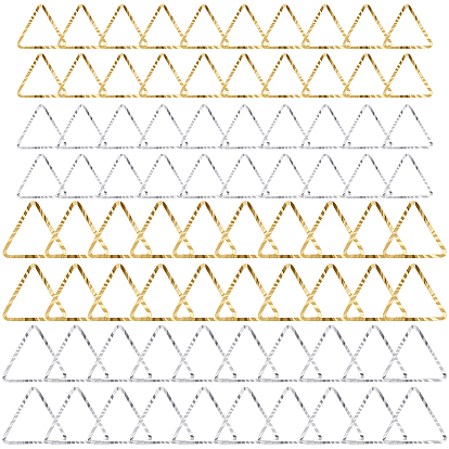 80шт. 4 стили латунные соединительные кольца, долговечный, без кадмия и без свинца, треугольные, настоящее 24k золото и 925 покрытие из стерлингового серебра