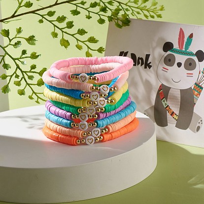 Wholesale Polymer Clay Heishi Beads Stretch Bracelets Sets for