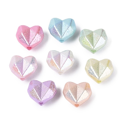 Непрозрачные акриловые бусины с УФ-покрытием, радужный, сердце, , граненые