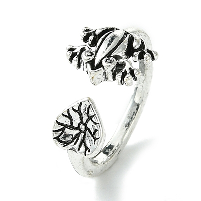 Frog Alloy Open Cuff Rings, Lead Free & Cadmium Free
