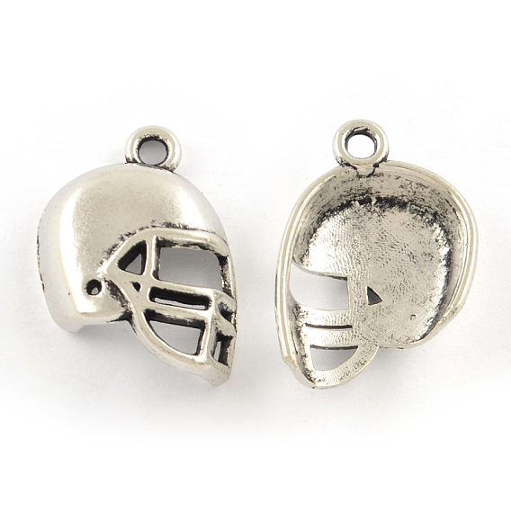 Сплавочные подвески тибетского стиля, спортивные амулеты, футбольный шлем подвески, без кадмия и без свинца, 21x14x5 мм, Отверстие : 2 мм , около 704 шт / 1000 г