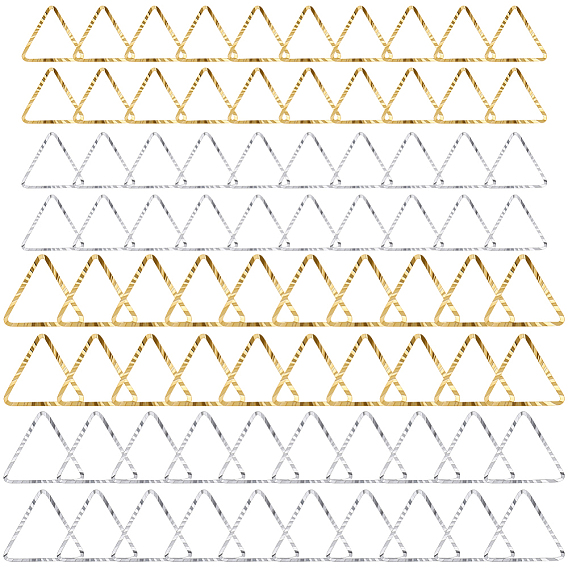 80шт. 4 стили латунные соединительные кольца, долговечный, без кадмия и без свинца, треугольные, настоящее 24k золото и 925 покрытие из стерлингового серебра
