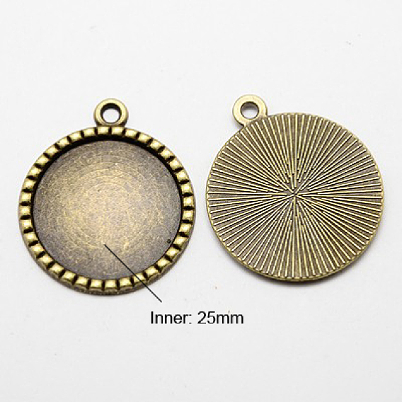 Сеттинги для кулона ( кабошон ), тибетский стиль, без кадмия, без никеля и без свинца, плоско-круглые