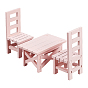 Tables and Chairs Wood Miniature Ornaments, Micro Landscape Home Dollhouse Accessories, Pretending Prop Decorations
