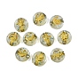Transparent Acrylic Beads, Flat Round & Heart & Moon & Flower, with Glitter Powder & Golden Metal Enlaced