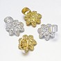 Flower Rack Plating Brass Cup Pearl Peg Bails Pin Pendants, For Half Drilled Beads, 13x9mm, Hole: 7x4mm, Pin: 1mm