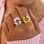 304 Stainless Steel Cuff Open Rings, Flower