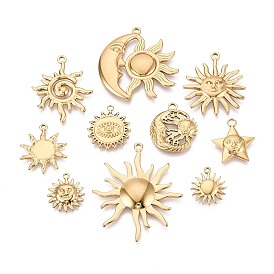 10 шт. 304 подвески из нержавеющей стали, талисманы солнца и луны