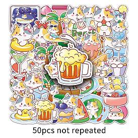 50Pcs Cat PET Stickers, Self-adhesive Decals, for Suitcase, Skateboard, Refrigerator, Helmet