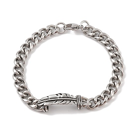 Ion Plating(IP) 304 Stainless Steel Feather Link Chain Bracelets for Men