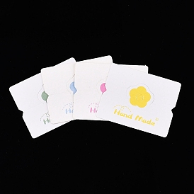 Paper Foldable Header Cards, Flower Printed Packaging Paper Card with Hanging Hole, Rectangle