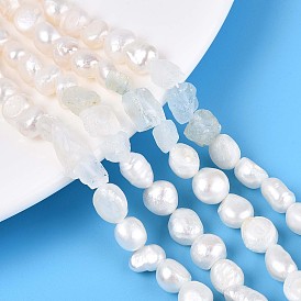 Натуральные топазовые самородки и нити бусин из натурального культивированного пресноводного жемчуга