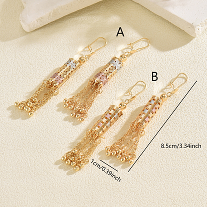 Латунные серьги обруча, колонка, цепочка-оберег