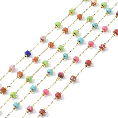 Ионное покрытие (ip) 304 цепи из нержавеющей стали, со стеклом, с натуральной императорской яшмой, с катушкой, несварные